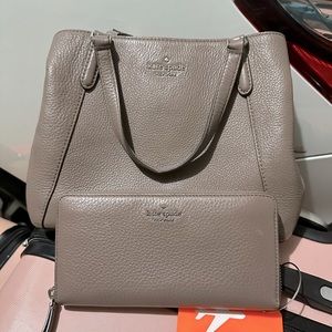 Kate Spake Purse Shoulder Bag Leather Eggplant Wallet Pastel Violet Handbag